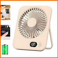 Desk Fan Portable USB Rechargeable Fan 180° Tilt Folding Personal Fan With Power Display 5 Speeds Ultra Quiet Table Fan
