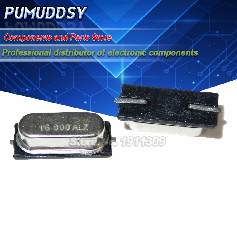 20PCS smd hc-49s 16.000mhz 16MHz HC49S 16M 20ppm 20pF SMD quartz resonator crystal