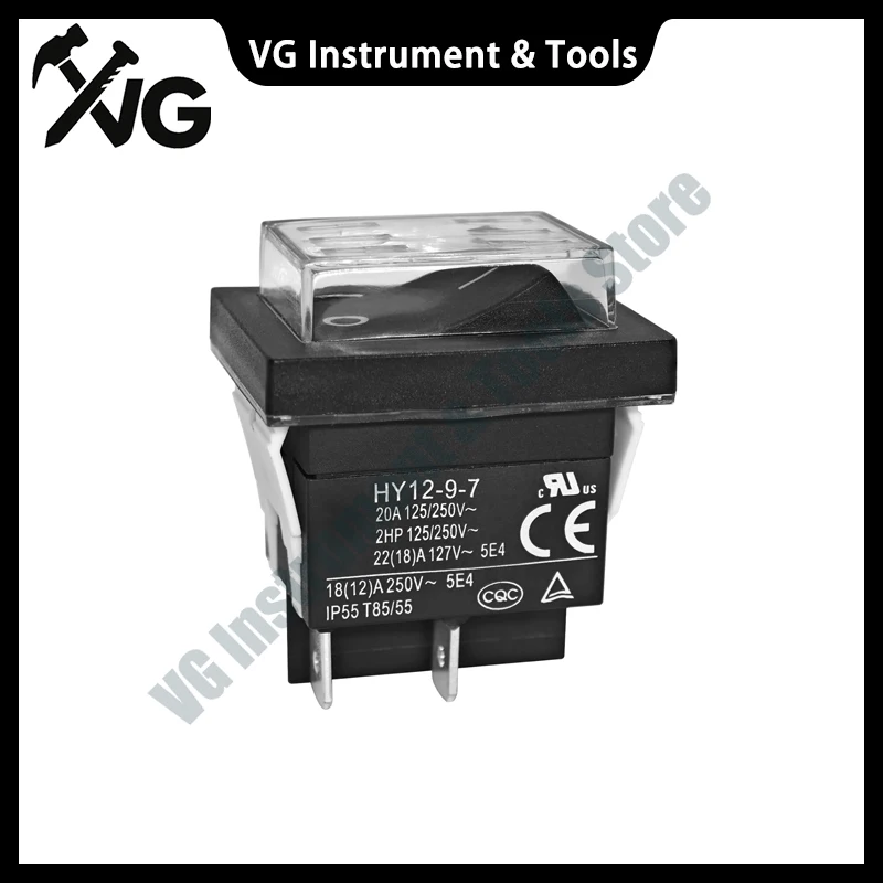 HY12-9-7 On/Off Push Button Switch - 4 Pins 20A 125/250V Power Switch Compatible with KEDU HY12-9-7 HY12-9-4 Saba CB-52 Fridge