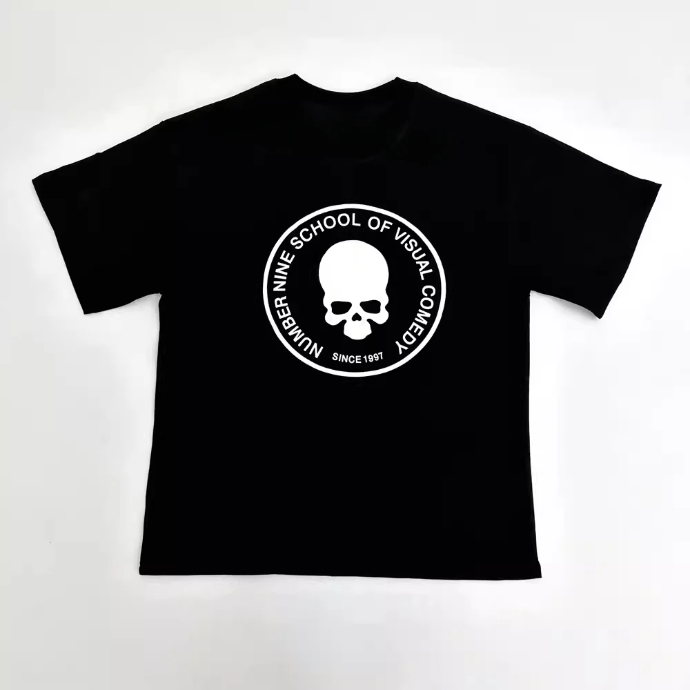 

2025 Number Nine 04S Skull Print Y2K Printed Short Sleeve T-shirt Men and Women Dark European and American Top T High Quality
