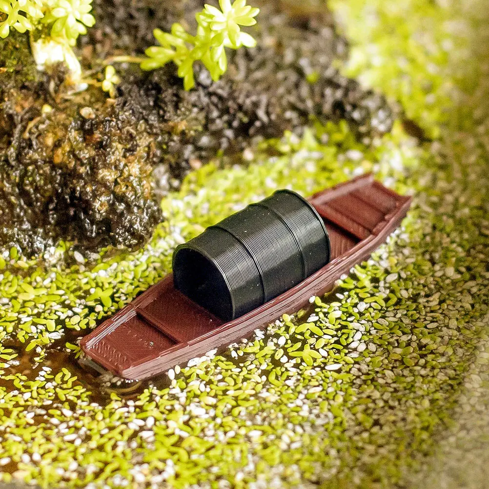

2Pcs Micro L scape Ship Model Miniature Beach Boat Toy Plastic Fishing Boats Absorbent Stone Decor nament Display Prop