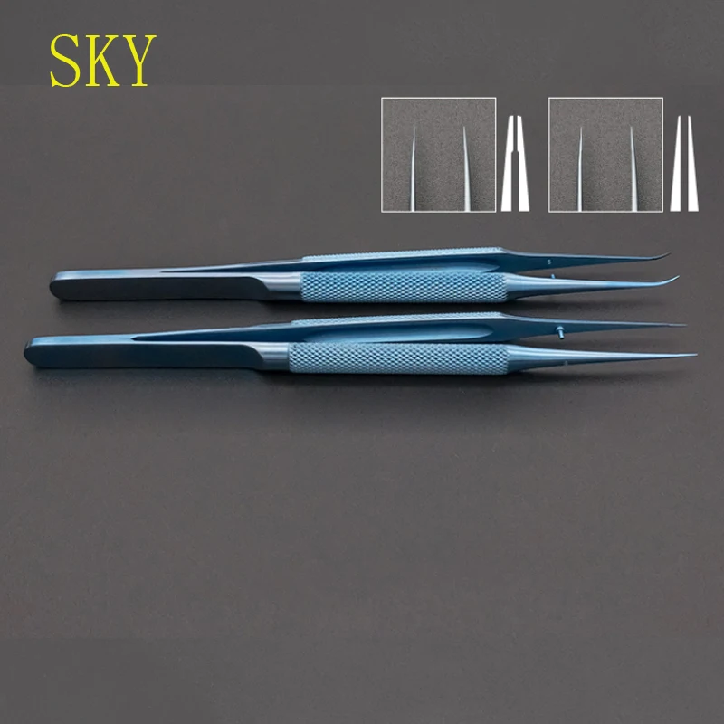 Ophthalmic Microscope Instrument Tweezers Mobile Phone Repair Fingerprint Flying Wire Tweezers Titanium Alloy 0.15mm Fine-tipped