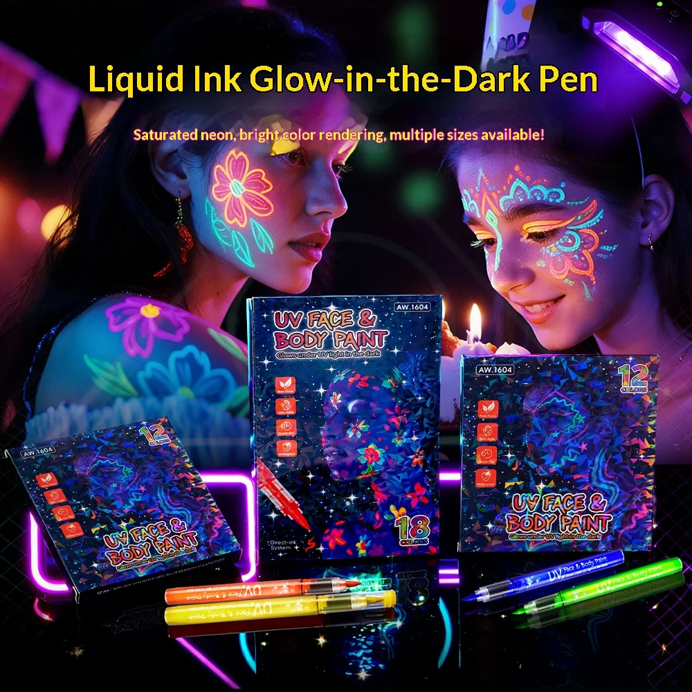 

8/12/18 цветов, светящиеся маркеры, акриловые маркеры, быстросохнущие для тематической вечеринки, фестиваля, мероприятий, живописи, художественных школьных принадлежностей