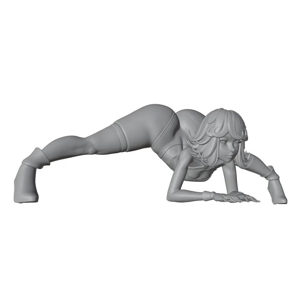 1/24/12/6 Curly Hair Girl Sports Girl Yoga Plank, Cute Girl Resin Model Kit GK Mini 3D Printed Gray Model Statue, Not Colored
