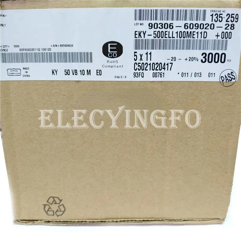 50v10uf Ky Nippon Chemi-Con Ncc EKY-500ELL100ME11D Hoge Frequentie Laag Esr Moederbord Elektrolytische Condensator 5X11Mm 10Uf 50V