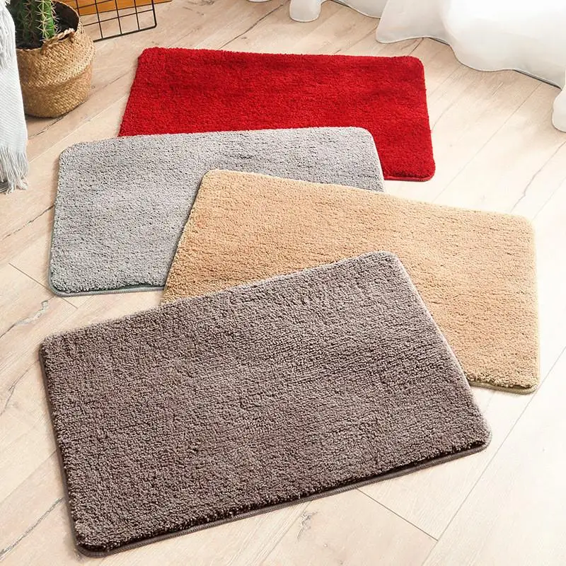 

Thickened Flocking Bathroom Mat Kitchen Absorbent Door Mat Anti-Slip Rug Home Decorative Floor Mat Durable Machine Washable