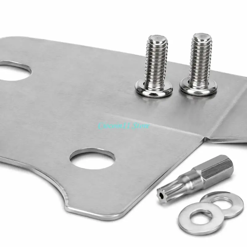 Y1UB Formed Tailgate Lock Guard Plate with Stainless Steel Construction, Vehicle Placement, Multiple Openings, and Large Lower