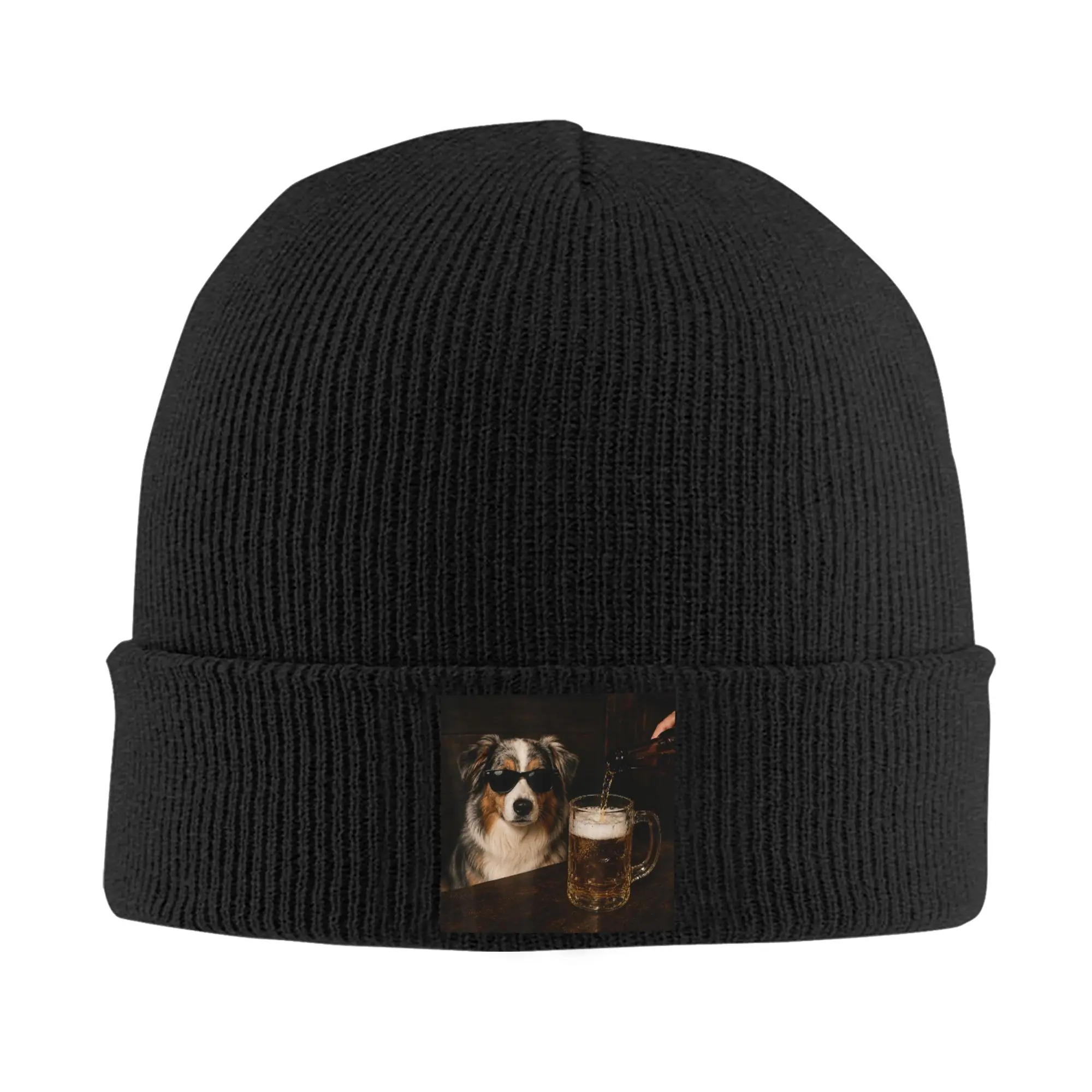 Australian Shepherd Drinking Beer Dog Meme Beanie Hats Skullies Beanies Female Male Cute Warm Caps Autumn Sport Bonnet Hats
