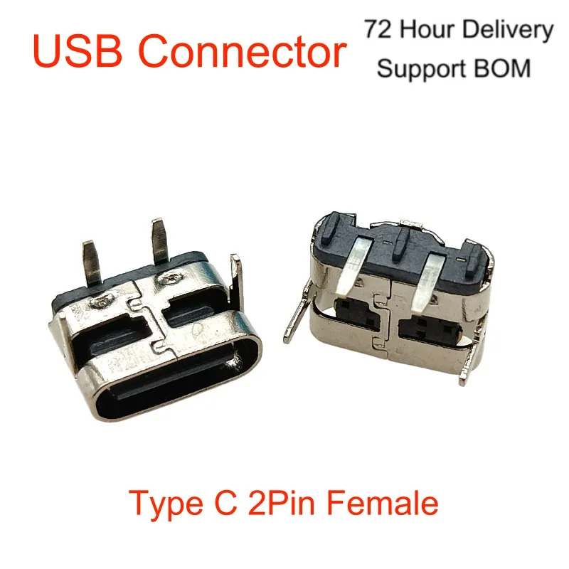 

Type C 2Pin Bend 90 ° Plug-in Board Quick Charging USB 3.1 Type -C Female Connector Horizontal Straight Insertion