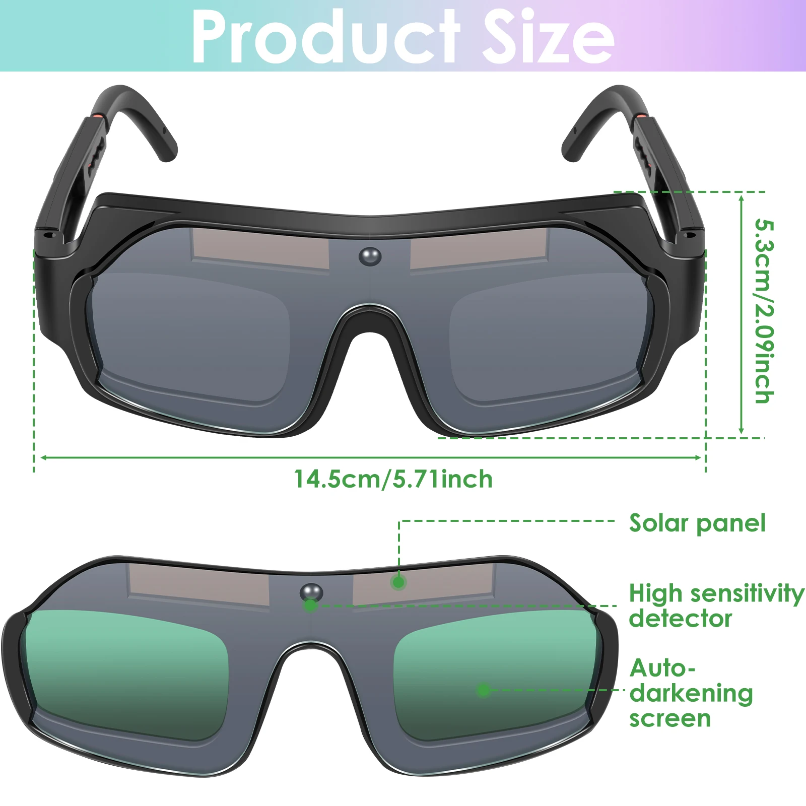 Auto Dimming  Welding Glasses Solar Powered Welding Goggles Protective Safety Anti-Glare Welding Eye LCD Glasses Accessories