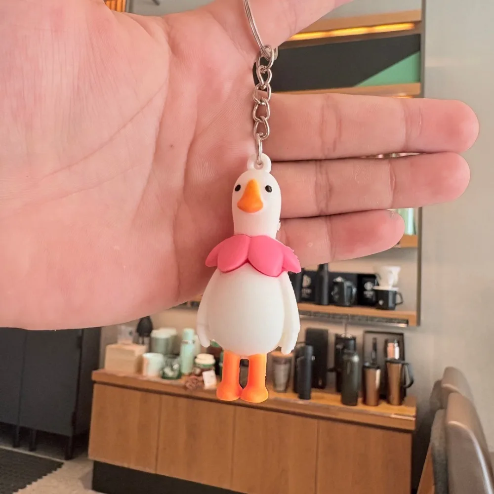 Creative PVC Alloy Animal Keychain Cartoon Personalised Key Ring Goose Doll Car Key Decoration