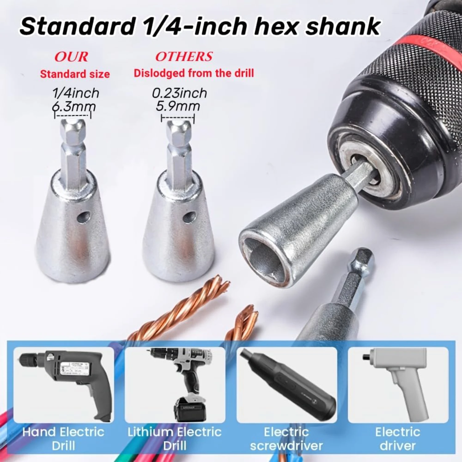 Fast Hex Shank Cable Wire Stripper Wire Twisting Connector Paralleling Device - Wire Twister Tool for Drill Drivers and Electric