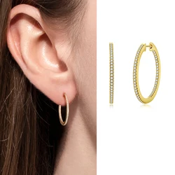 S925 Silver Round Moissanite Yellow Gold Earrings Women Engagement Gift