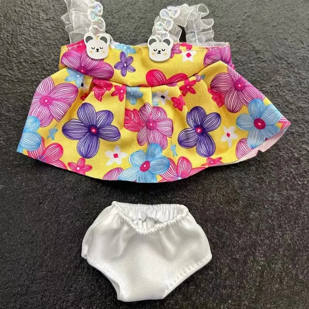 DIY aankleden onderjurk 20 cm katoenen poppenjurk bloem beer katoenen poppenkleertjes fawn zoete knuffelkleding popaccessoires