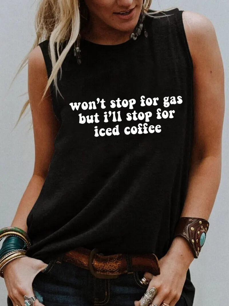 وقف ل القهوة Iced جديد وصول المرأة أكمام التي شيرت Top Top للجنسين مضحك الصيف رداء علوي غير رسمي أكمام عشاق القهوة المحملة #4