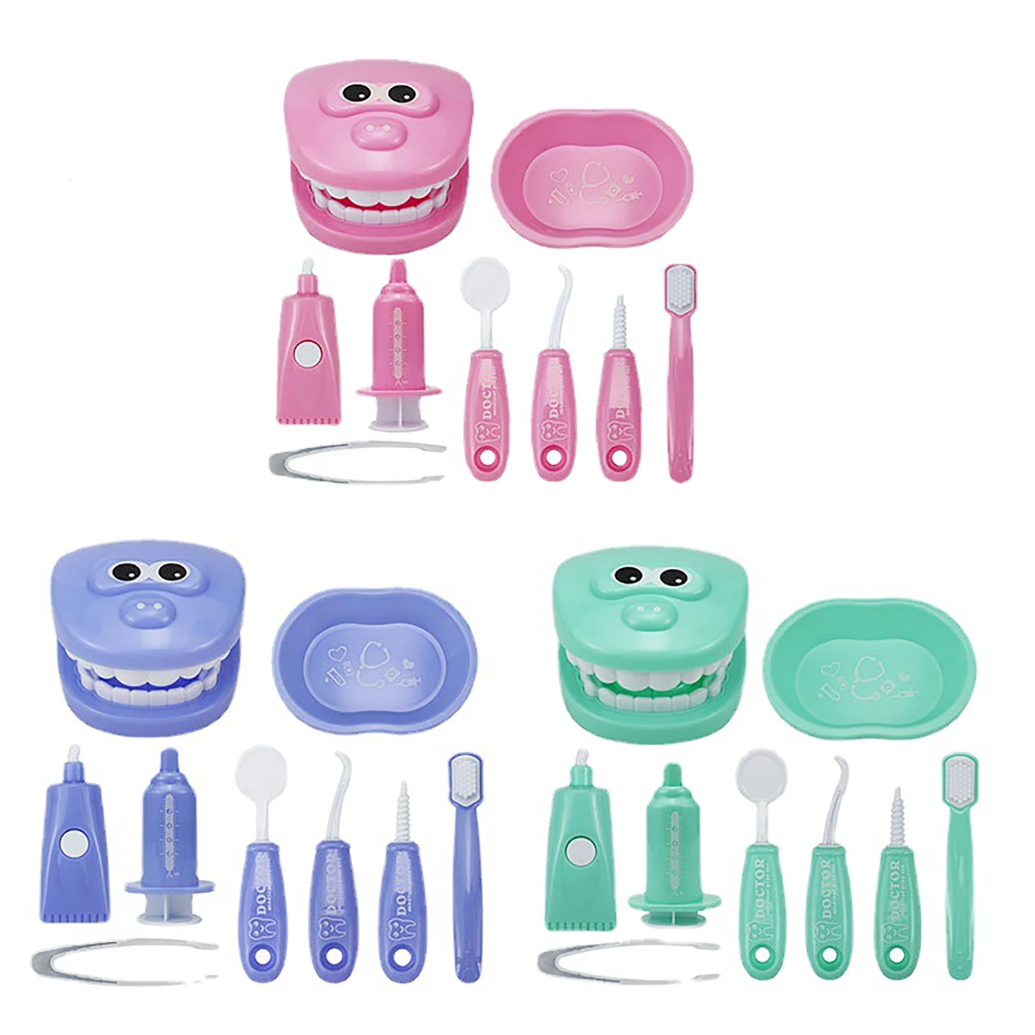 مجموعة طبيب الأسنان المحاكاة، لعبة طبيب المنزل، لعبة التعليم المبكر، لعبة محاكاة لتنظيف وتغليف الفم، مجموعة مكونة من 9 قطع