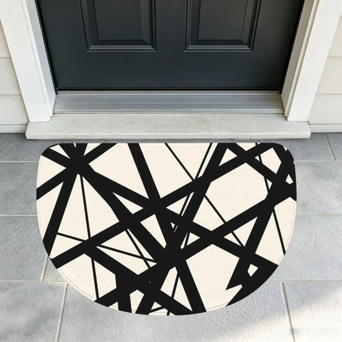 EVH Authentic Stripes Van Halen (eggshell) Flannel Half Round Doormat Non Slip Bathroom Mat Absorbent Floor Carpet for Garage