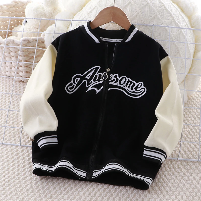 2-10Years Kids Boys Baseball Uniform Jackets Girls Coat Children Spring Autumn Casual Loose Long Sleeve Zipper Jackets Outerwear