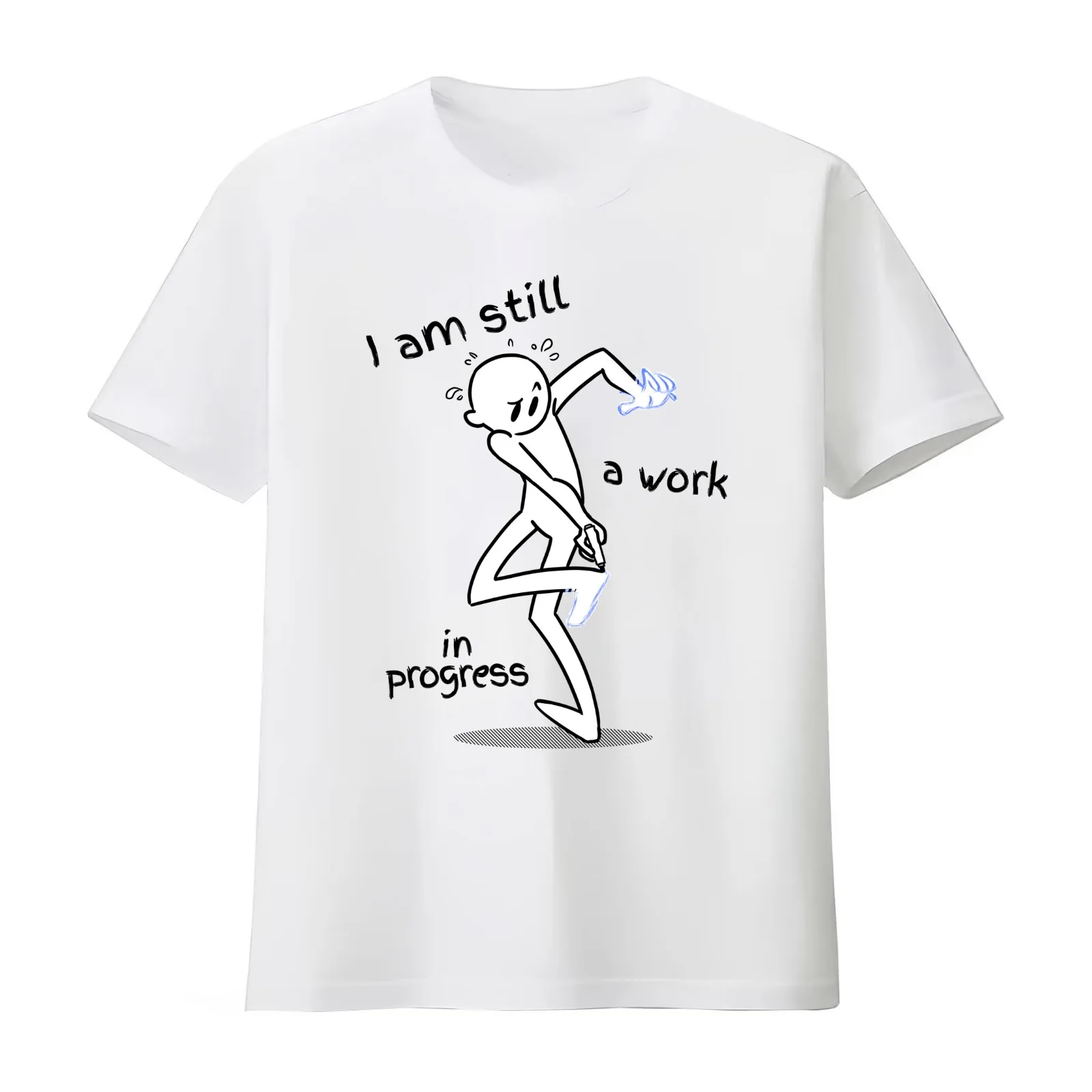 work in progress T-Shirt Summer Casual Cotton Tee Oversized Streetwear Tops Vintage Graphic Print Loose Fit Short Sleeve