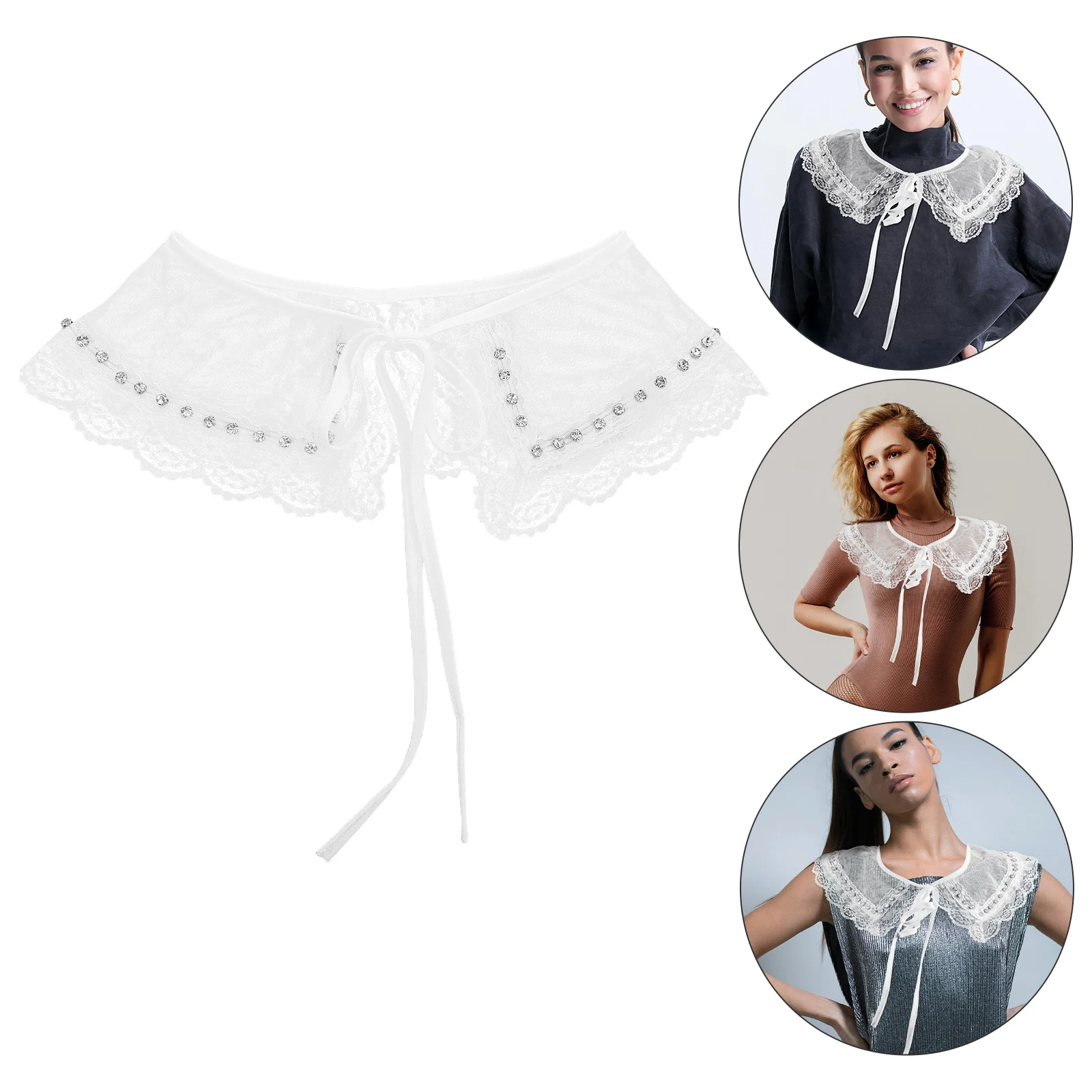 

Sweet Detachable Lace Shawl Fake Collar Stylish Women Clothing Accessory for Tank Top Vest Blouse Detachable Fashion Collar