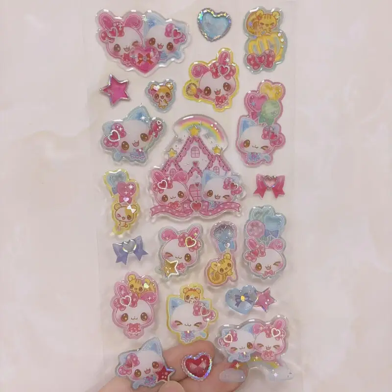 اليابانية Kawaii Fuwa Fuwa Shabon Uschan الرجعية سلسلة ملصقات الإبداعية الكرتون القط الأرنب جراب هاتف ملصقات المكافآت الزخرفية