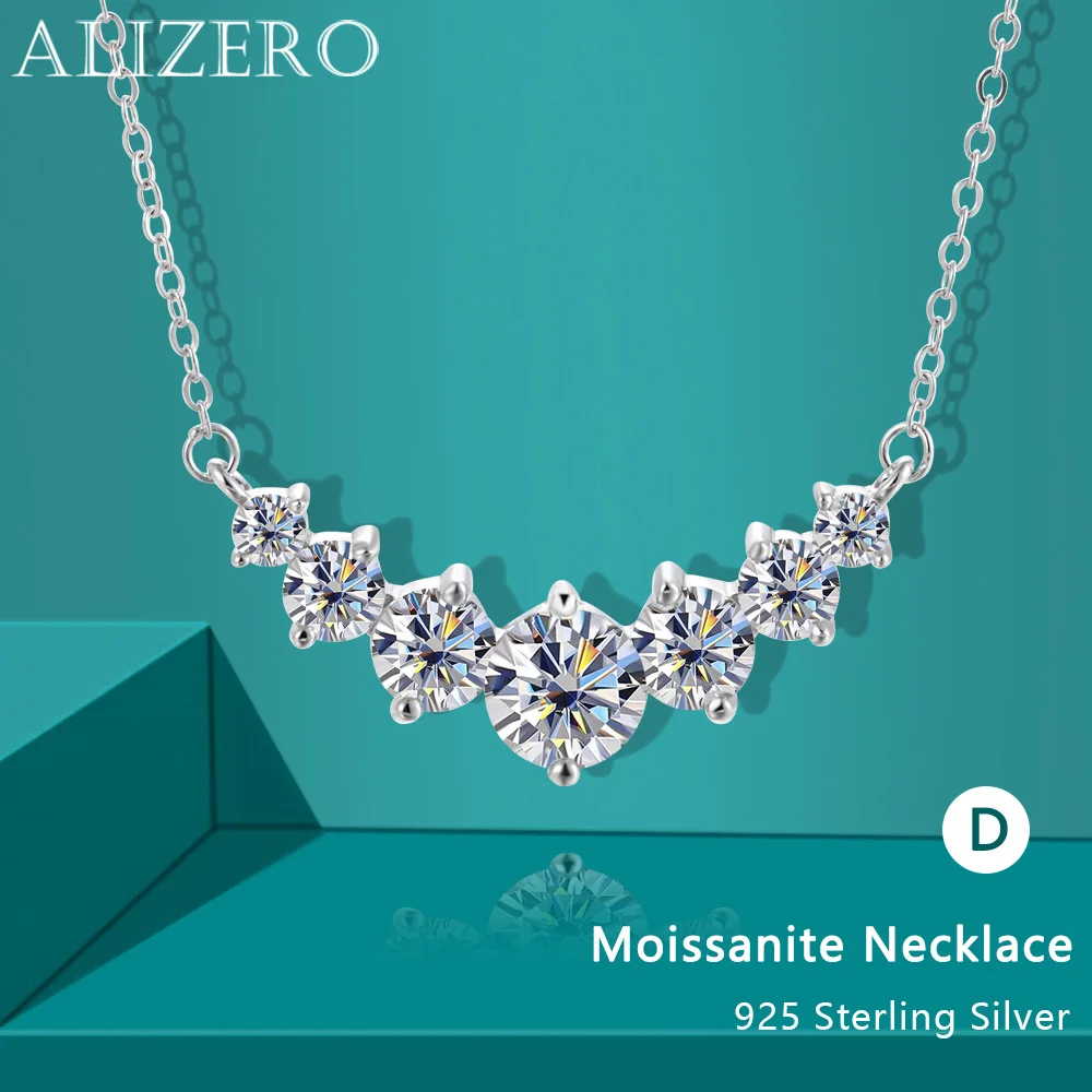 

ALIZERO D Color Moissanite Necklace for Woman Wedding Fine Jewely with GRA 925 Sterling Sliver Plated 18k White Gold Necklace