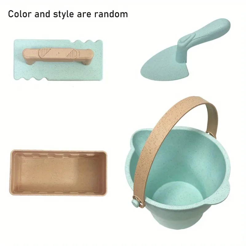 Children's Beach Wall Building Toys Baby Sand Digging Bucket Castle Outdoor Play Sand Pool Wheat Straw Set - Birthday Gift