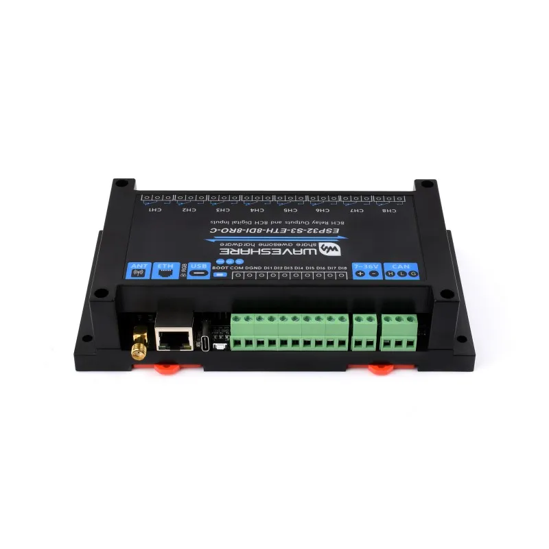 waveshare-esp32-s3-eth-8di-8ro-cindustrial-8-channel-esp32-s3-wifi-relay-moduleonboard-isolated-can-interfacebuilt-in-xtensa