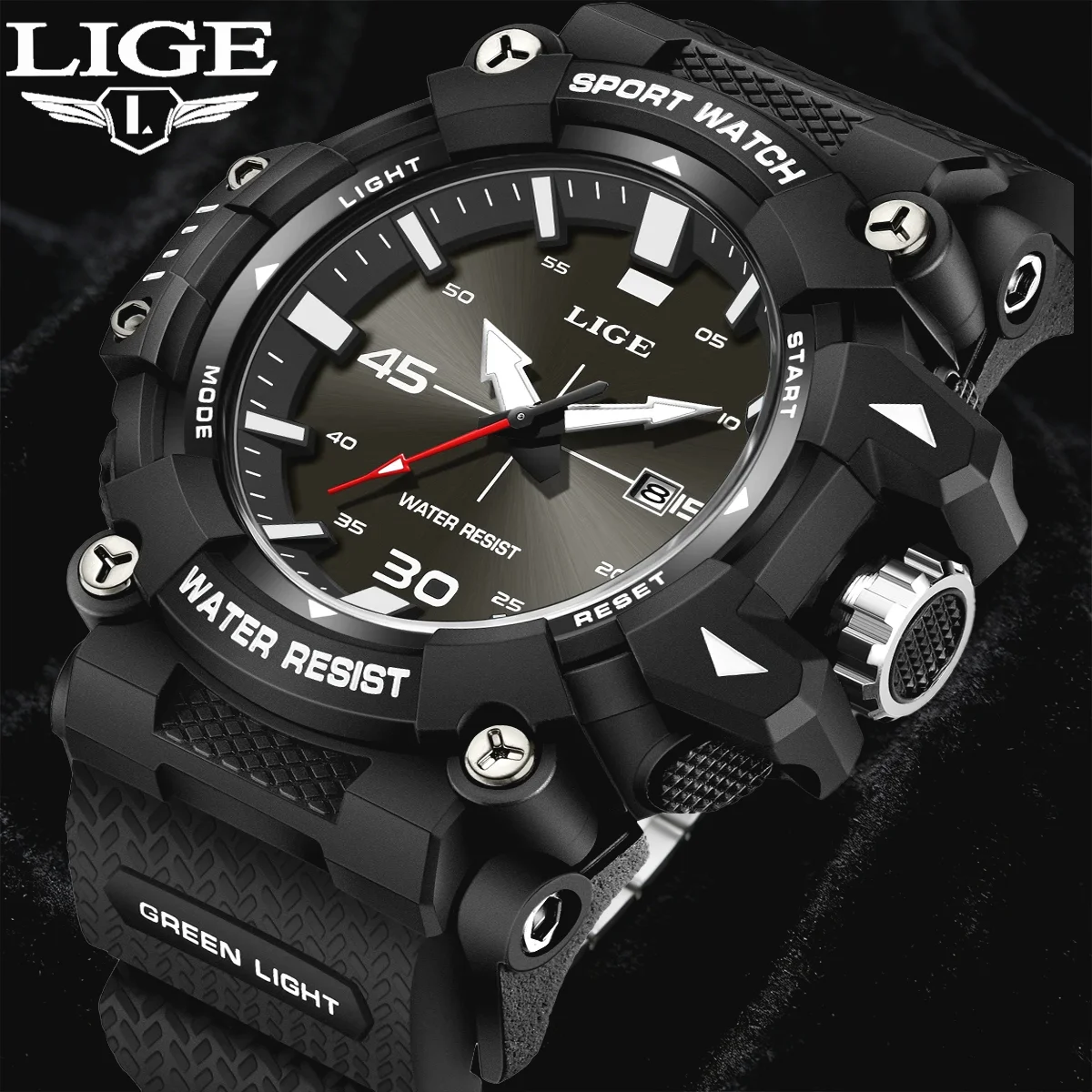 LIGE New Military Luxury Watches For Men Quartz Wristwatches Fashion Sports Waterproof Luminous Date Mens Watch Reloj Hombre