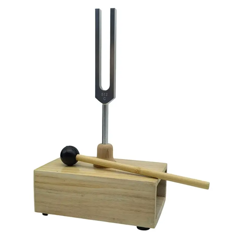 X59A_Tuning Fork 512HZ Vibration with Wood Resonator Box