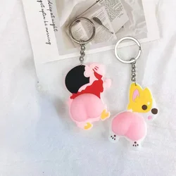 Pop Squeeze Butt Keychains Cartoon Decompression Fidget Toy Kawaii Corgi Dogs Soft Butts Silicone Vent Toys Adults Stress Relief