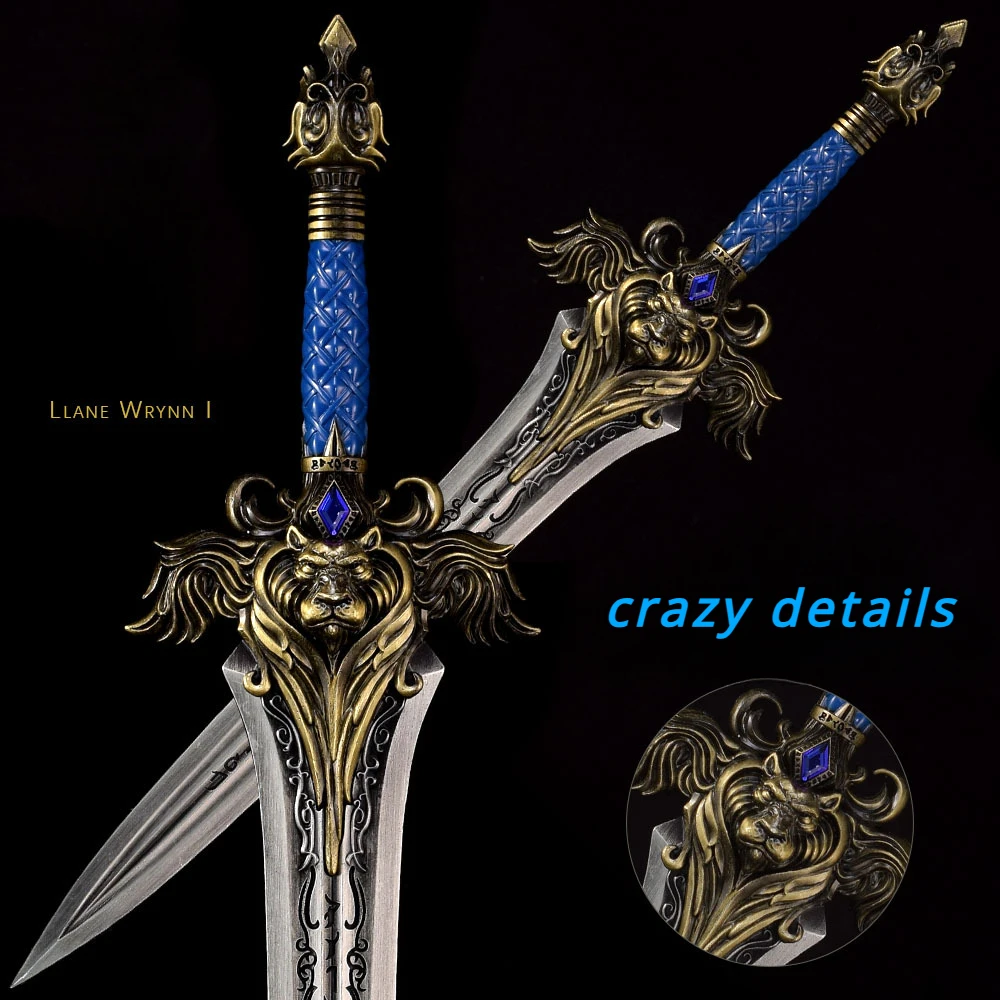 Original World of Warcraft Weapon King of Llane Wrynn I 30CM Lion Head Sword Azeroth Uncut Blade Weapon Model Crafts Toy Boys