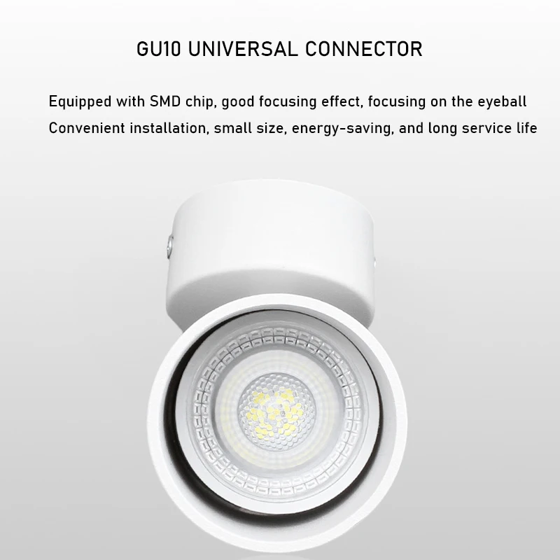 GU10電球,7W LEDトラックライト,355 ° 回転可能,光源交換可能,寝室用照明