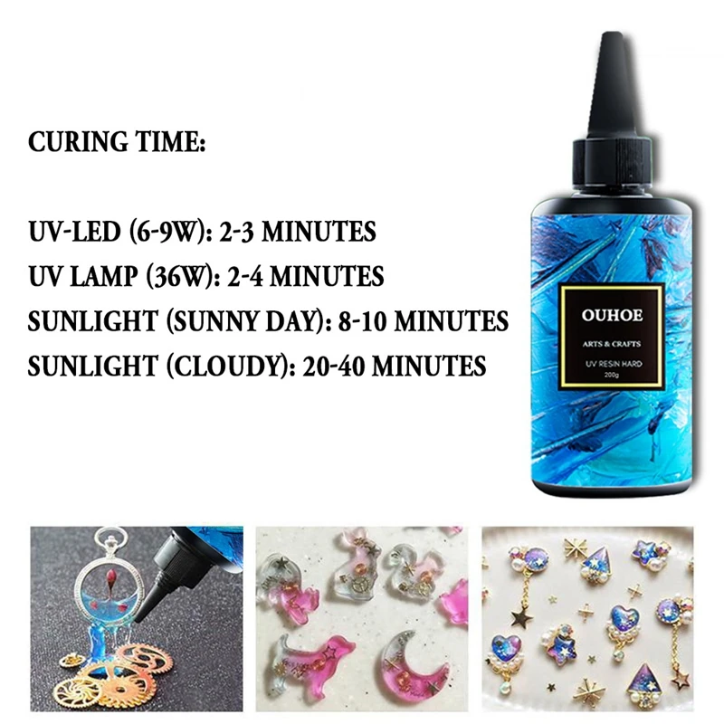 2Pcs Ultraviolet Resin Hard Glue Curing UV Gel DIY Jewelry Crafts Making Casting Coating 30G+100G