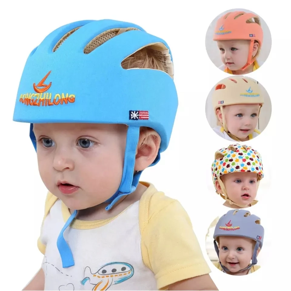 Safety Baby Protective Helmet Baby Hats Cotton Mesh Soft Adjustable Head Protector Hats Child Cap for Boys Girls Learn to Walk