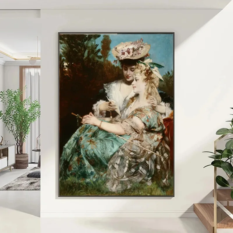 الكلاسيكية عصر النهضة الفن النساء الحب قماش لوحات خمر الفتيات الفيكتوري صورة المشارك يطبع لغرفة المعيشة ديكور المنزل