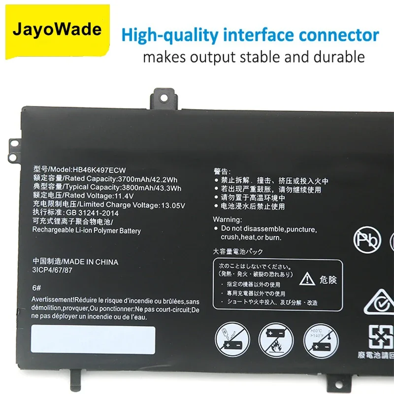 HB46K497ECW 3800mAh Laptop Battery For Huawei Matebook D 2018 Series PL-W19 PL-W19A PL-W09 PL-W29 MRC-W60 MRC-W70 HB46K497ECW