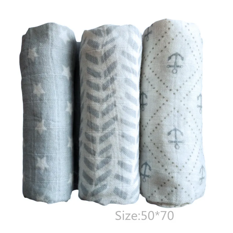 Baby Diaper Muslin Cotton Newborn Reusable Cloth Nappy Gauze Blanket Bath Towel 3 Pieces 70*70 Cm