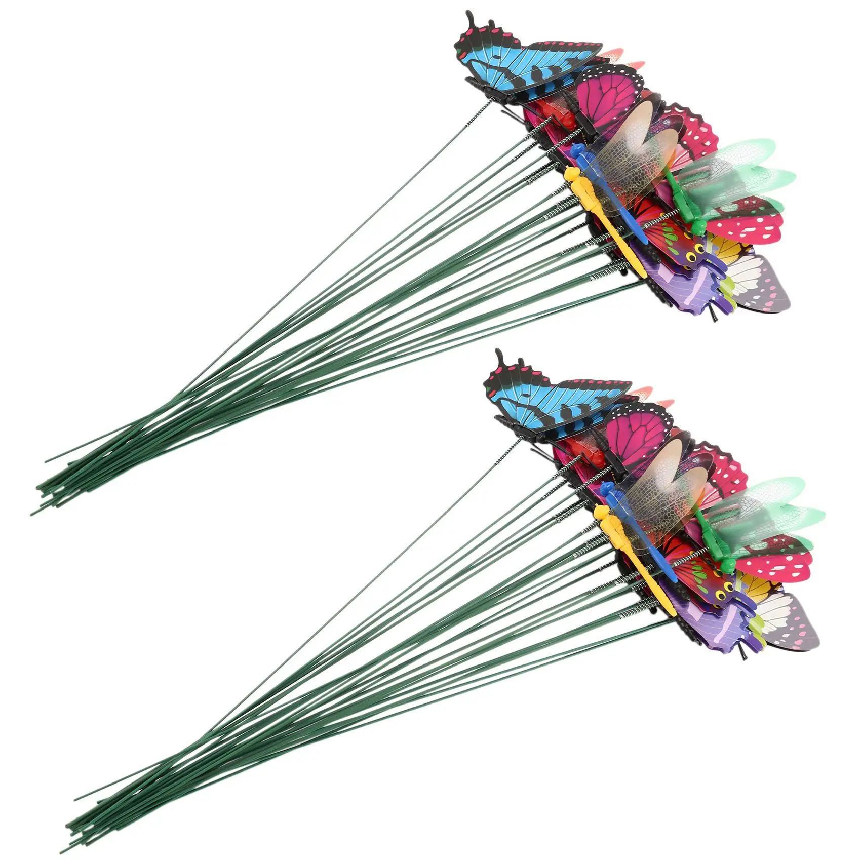 ABZC-40 Pieces Garden Butterflies Stakes And 8 Pieces Dragonflies Stakes Garden Ornaments For Yard Patio, Totally 48 Pieces