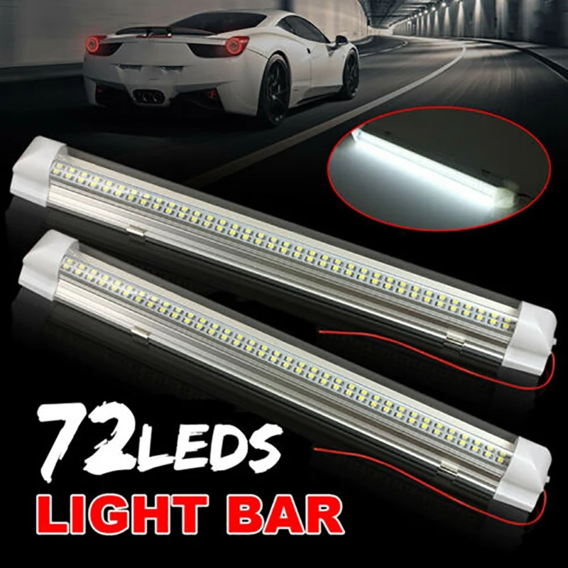 6X 72 LED Strip Lights Bar 12V Car Interior Lamp Home Van Caravan Camping Light