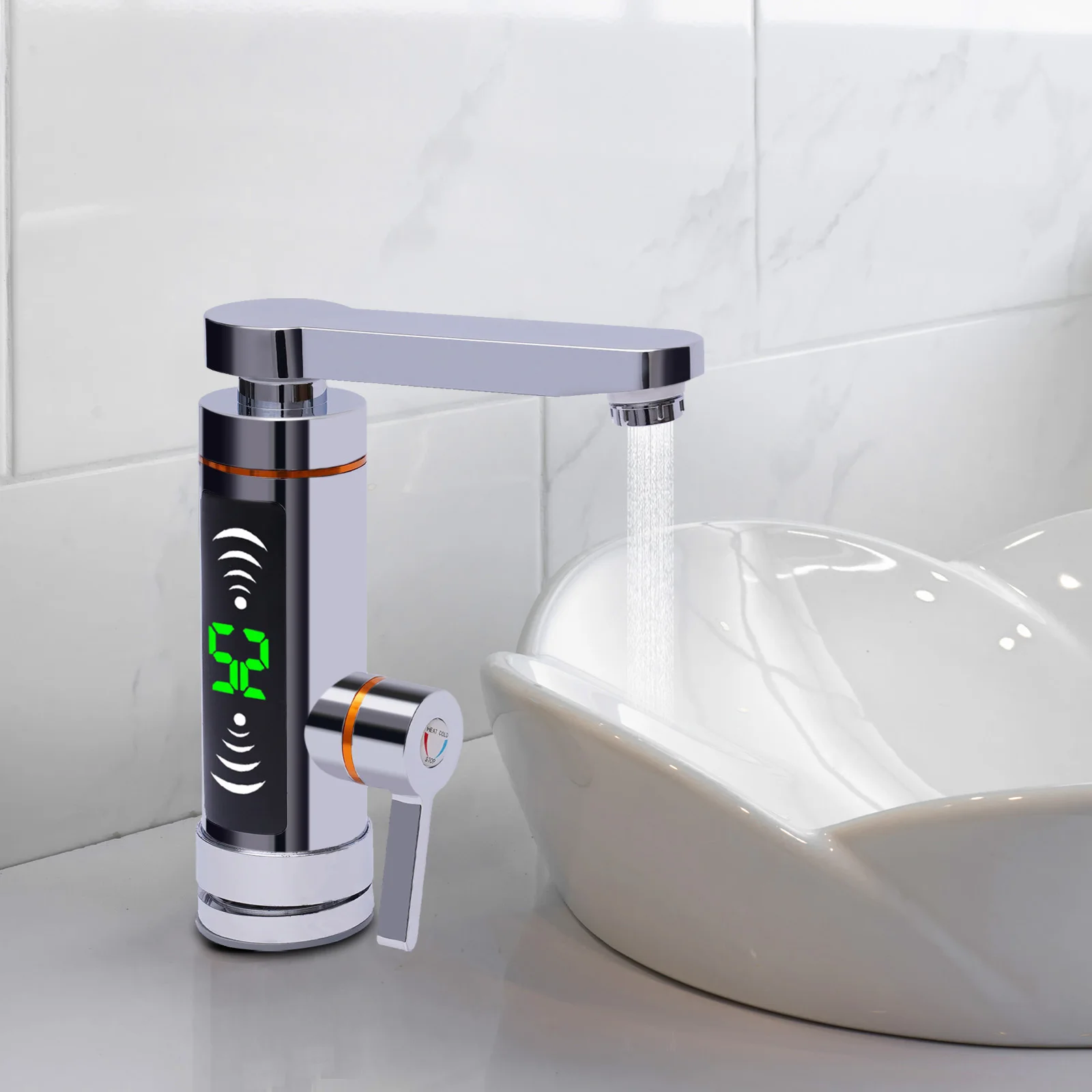 

Электрический нагревательный кран 3000 Вт, быстрый нагрев 3-5S 360 ° Вращающийся дисплей температуры горячей и холодной воды двойного назначения для кухни, ванной комнаты