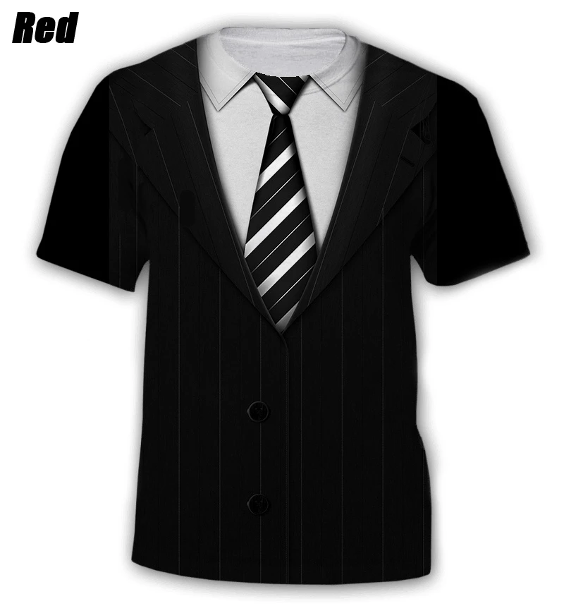 Realistic Suit Tuxedo 3D Print Pattern T Shirts Men Short Sleeve Casual Fashion T-shirt Sweatshirt Breathable Streetwear Tshirt