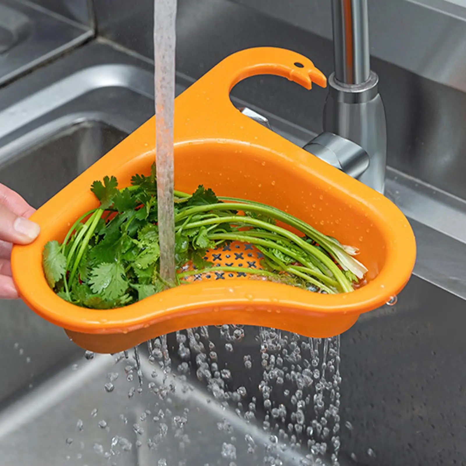 Schwan Waschbecken Abflusskorb Haushalt Anti-Rutsch-Wasserhahn Korb Lebensmittelqualität Filterkorb für Badezimmer Dreieck Siebkorb