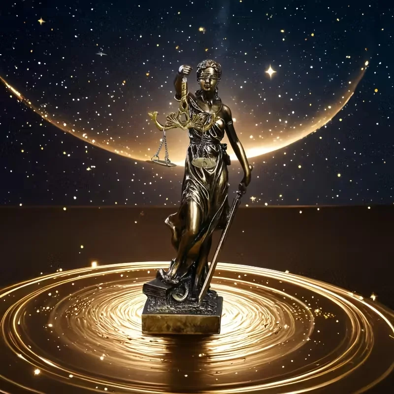 Retro round Bottom Statue of Justice Goddess Sculpture for Lawyer Office Decor Home Living Room Creative Desk Ornament Gift