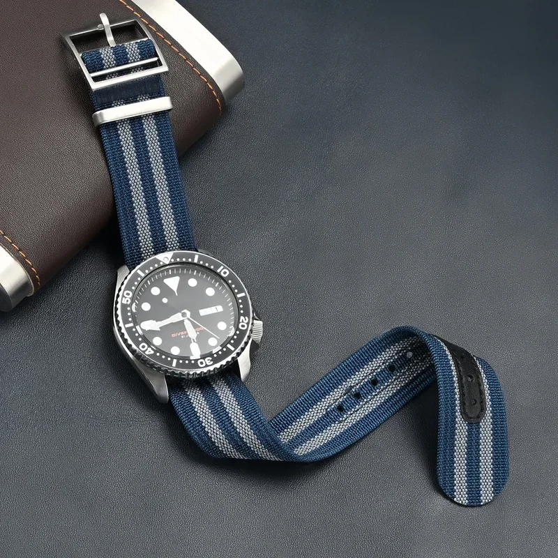 Полосатый ребристый нейлоновый ремешок 20 мм 22 мм, мужской спортивный сменный браслет, ремешок для часов Seiko, аксессуары для часов Omega Seamaster