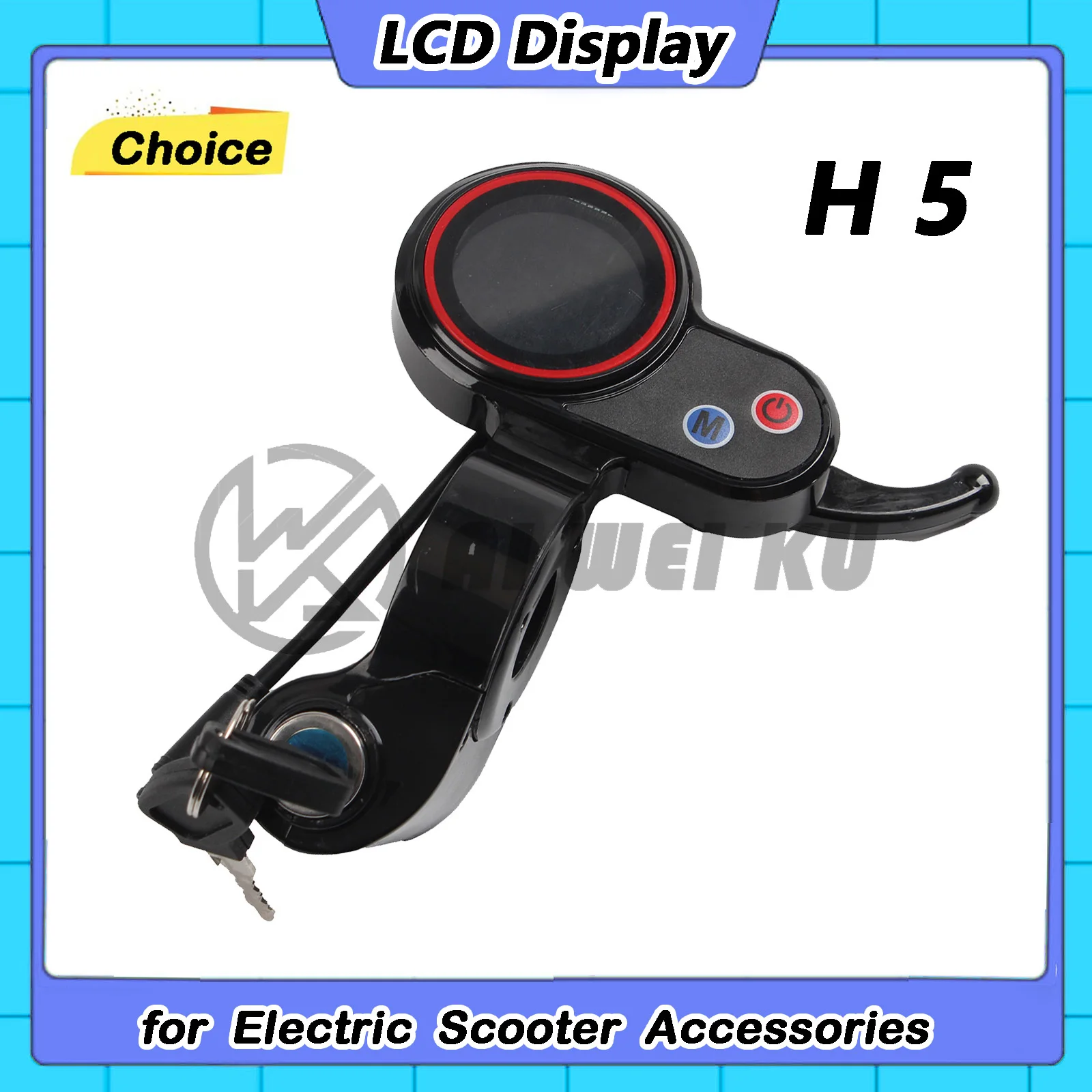 

Electric Scooter LCD Display for Hitway H5 Kickscooter 6 Pin Display with Locking Instrument Dashboard Replacement Accessories