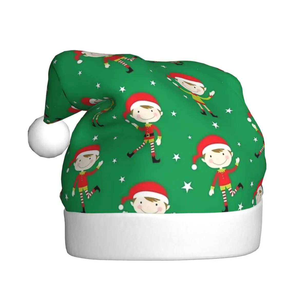 Elf Christmas Design Plush Kawaii Christmas Hats for Adult Men Women Holiday Santa Hat Cap Festive Supplies Gift