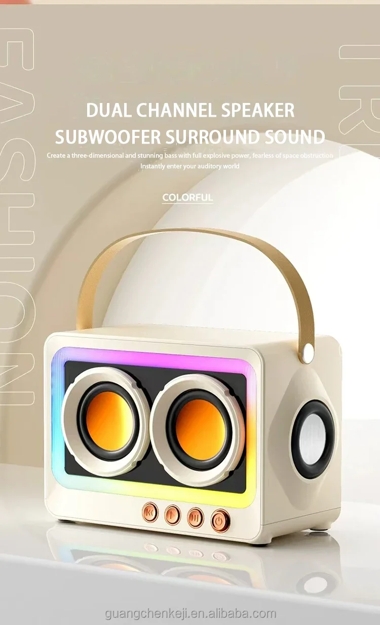 2025 New Macaron Color Premium Sound RGB Flash Dual Horn Portable Outdoor Wireless Speaker