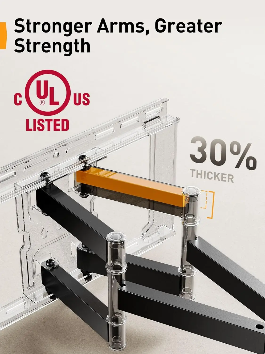 Perlegear UL 등록 풀 모션 TV 벽 마운트, 42-85 인치 TV용, 최대 132 lbs, 듀얼 관절 암 포함 TV 마운트