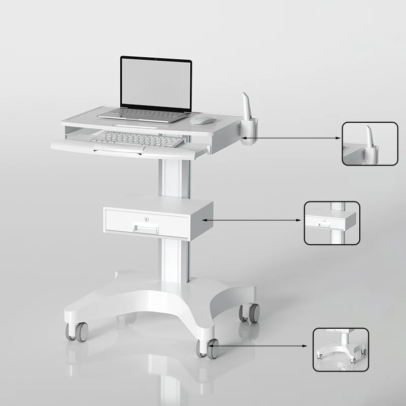 Dental Medical Trolley with Laptop Pallet and Oral Scanner Holder, Dental Clinic Cart for Clinic Hospital Auxiliary Cart OC-3